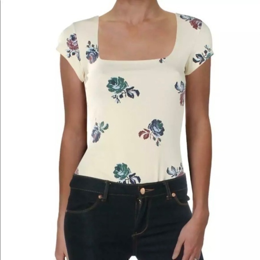 Free People Floral Print Body Shirt Size L